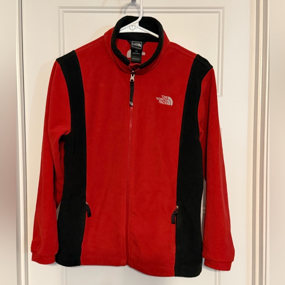 The North Face Youth Red and Black Fleece Full Zip Jacket